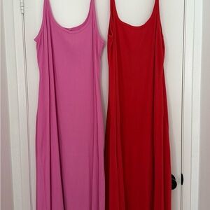 Old Navy Pink and Red Sleeveless Maxi Dresses